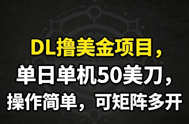 DL撸美金项目，单日单机50美刀，操作简单，可矩阵多开-长青创习社