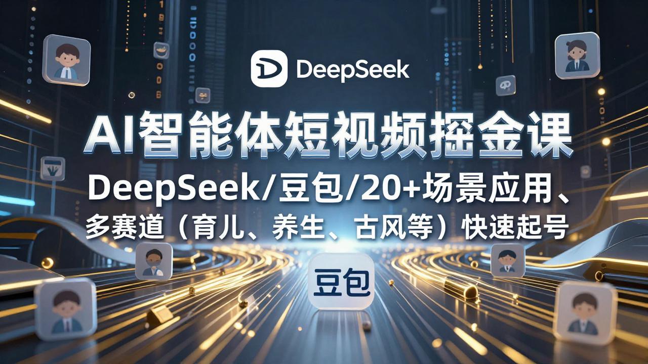 AI智能体短视频掘金课，DeepSeek/豆包/20+场景应用、多赛道(育儿、养生、古风等-长青创习社