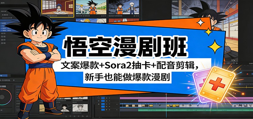 悟空漫剧班:文案爆款+Sora2抽卡+配音剪辑,新手也能做爆款漫剧-长青创习社