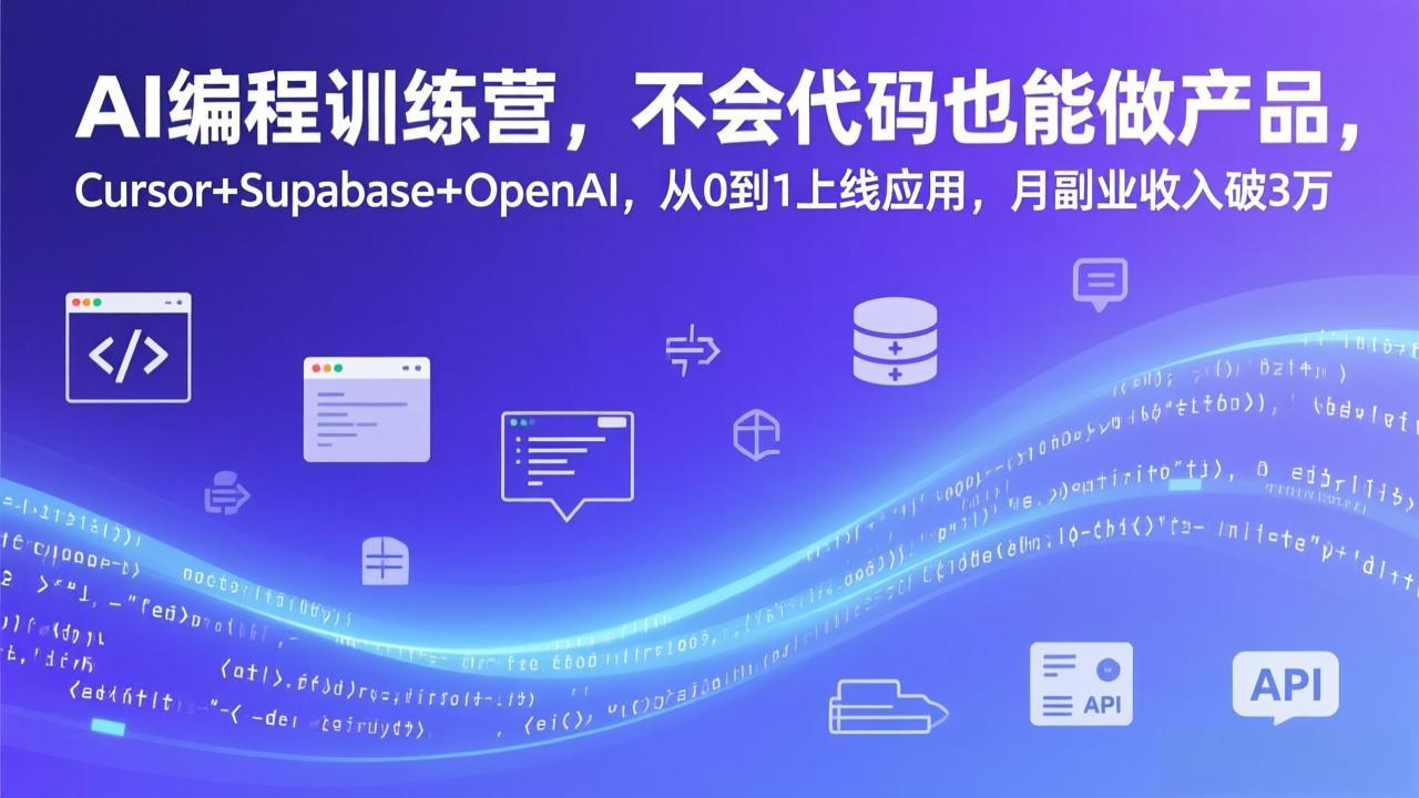 AI编程训练营，不会代码也能做产品，Cursor+Supabase+OpenAI，从0到1上线应用，月副业收入破3万-长青创习社