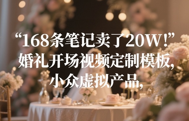 168条笔记卖了20W！婚礼开场视频定制模板，小众虚拟产品-长青创习社