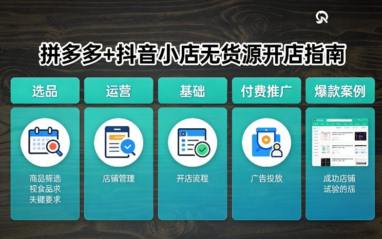 拼多多+抖音小店无货源开店，包括：选品、运营、基础、付费推广、爆款案例等(更新26年2月)-长青创习社