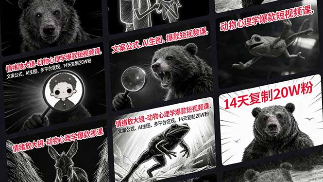 情绪放大镜-动物心理学爆款短视频课,文案公式、AI生图、多平台变现,14天复制20W粉-长青创习社